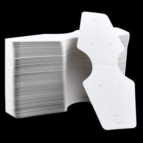Blank fold-over jewelry display cards with holes and curved side cuts