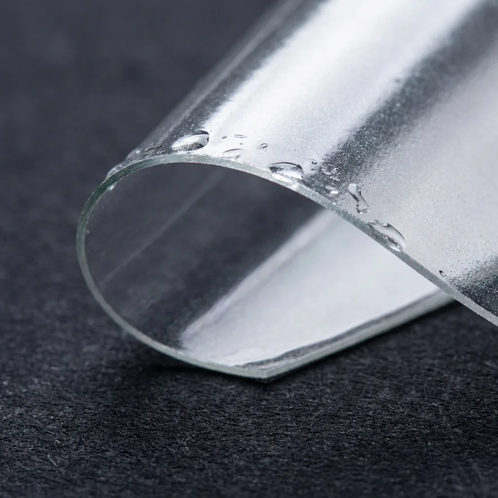 Transparent pressure-sensitive label film lifting from its liner