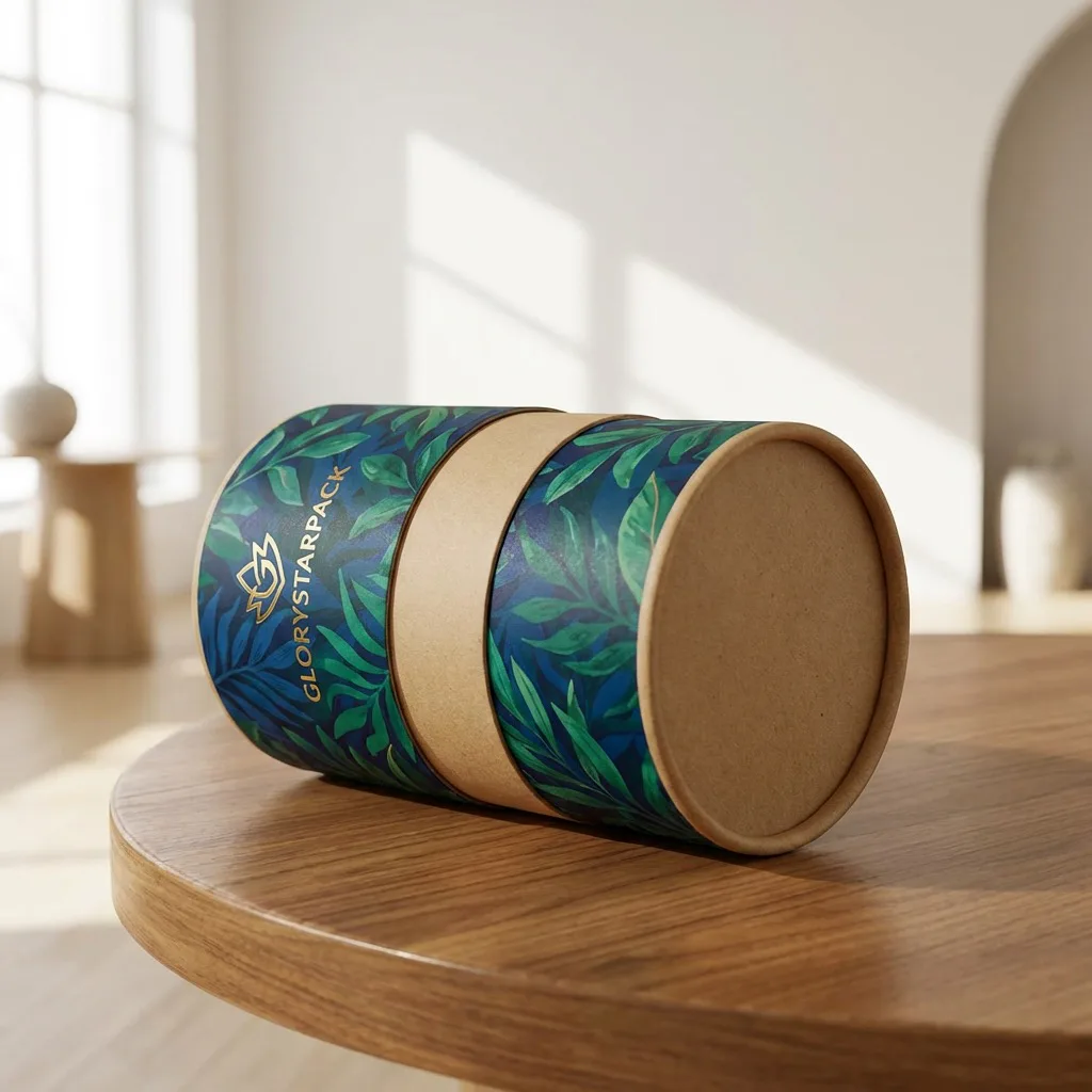 Natural custom paper tube packaging with printed branding