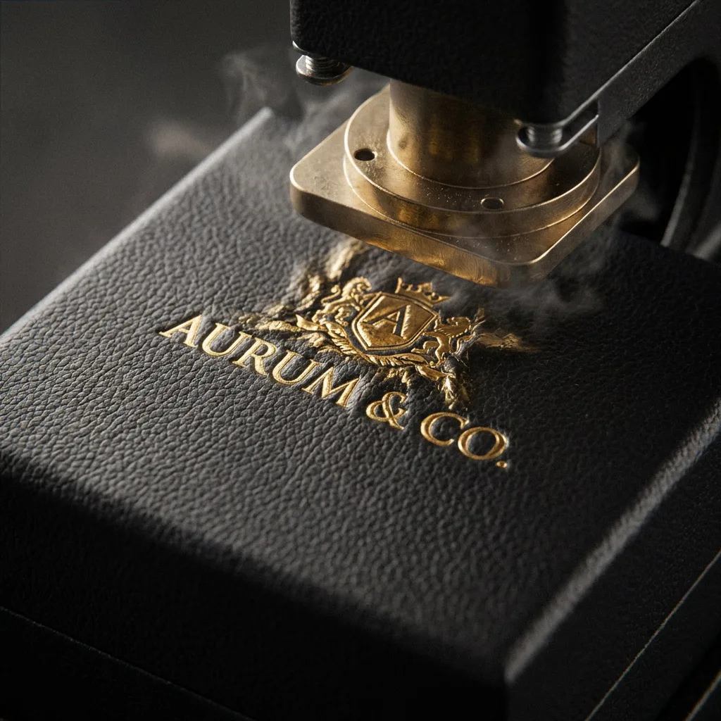 Close-up of a packaging finishing process on black material