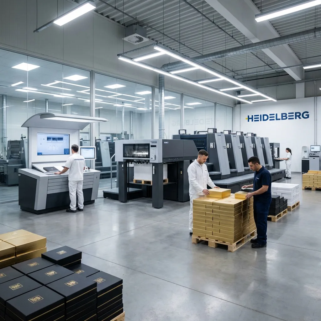 Packaging printing and finishing equipment on the factory floor