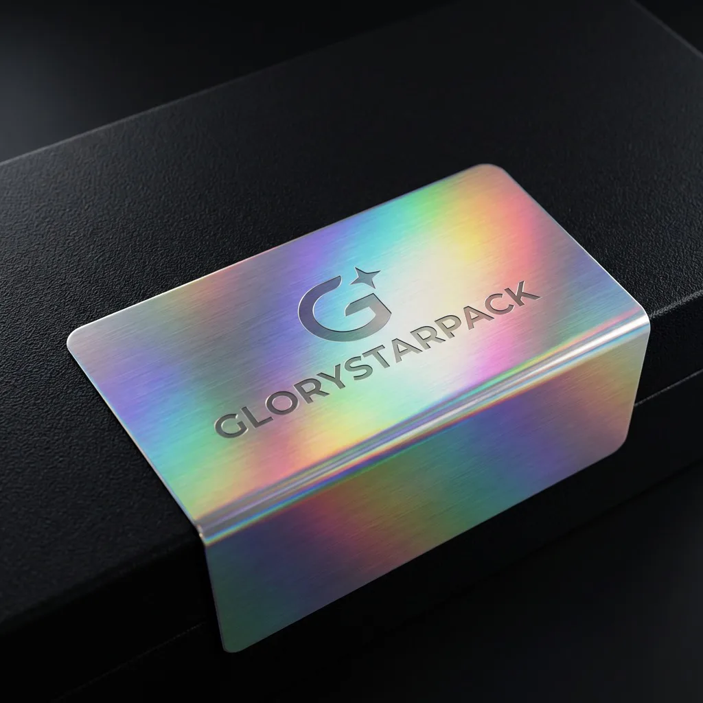 Iridescent presentation box shown as a reflective finish reference