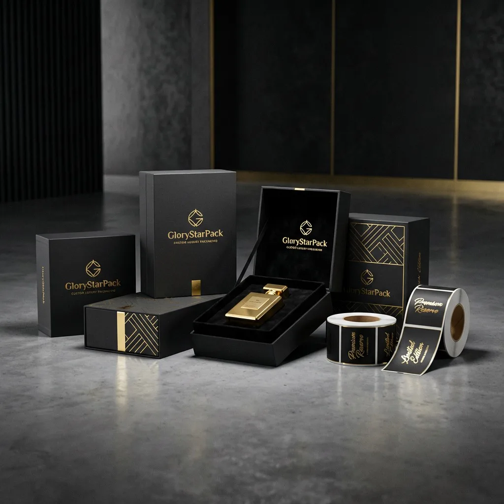 Coordinated premium presentation packaging suitable for a fragrance set